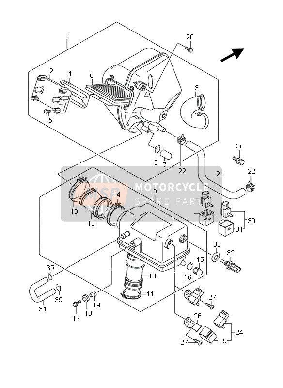 Suzuki AN650(A)(AZ) BURGMAN EXECUTIVE 2008 Air Cleaner for a 2008 Suzuki AN650(A)(AZ) BURGMAN EXECUTIVE